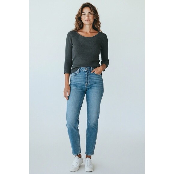 Marc by Marc Jacobs Sweater Wool & Silk Crop Women Medium Gray Plunge Open Back - Picture 16 of 16